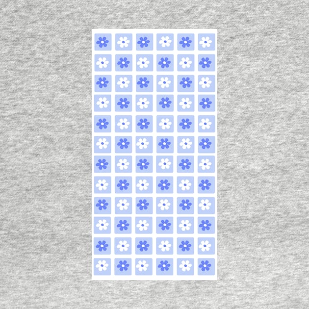 Vintage Aesthetic Minimalist Flower Grid Design Phone Case in Blue by shopY2K